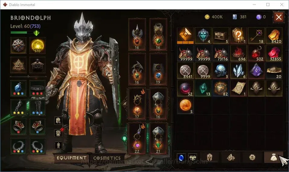 Diablo Immortal Accounts High-End EU-Sescheron | 60 (753) Crusader-Sliner | CR 42k | Reso 570 | Inferno IV | Lv30 (7 12