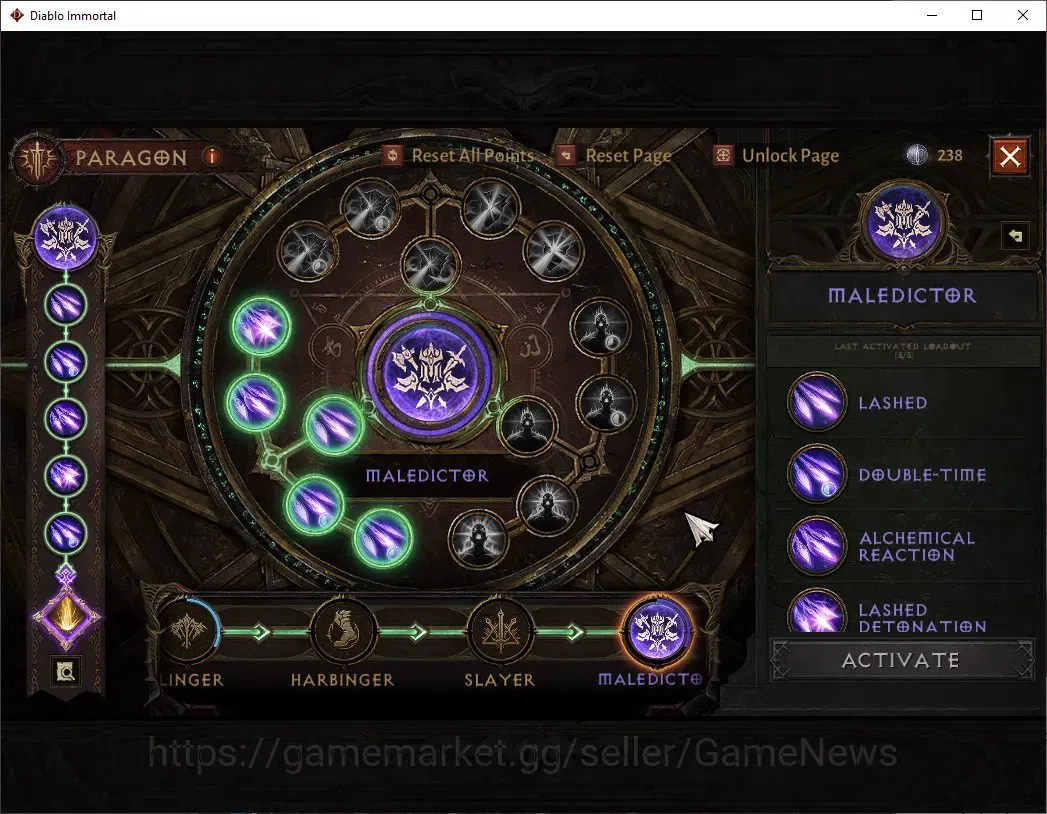 Diablo Immortal Accounts High-End SA - Malah|CS ON|Lv 60 (798)|Barbarian|CR 33k|Reso 420|Paragon Maledictor|Inferno I|2 10