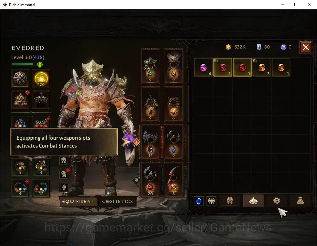 Diablo Immortal Accounts High-End SA - Malah|CS ON|Lv 60 (798)|Barbarian|CR 33k|Reso 420|Paragon Maledictor|Inferno I|2 6