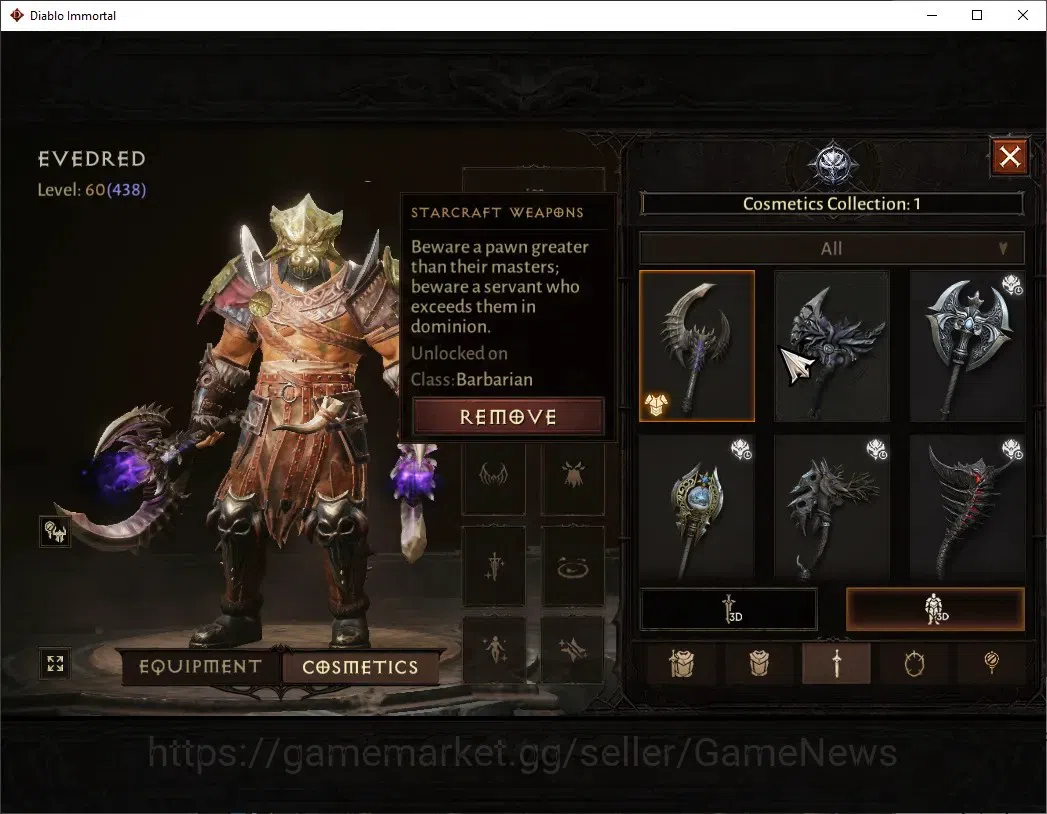 Diablo Immortal Accounts High-End SA - Malah|CS ON|Lv 60 (798)|Barbarian|CR 33k|Reso 420|Paragon Maledictor|Inferno I|2 8