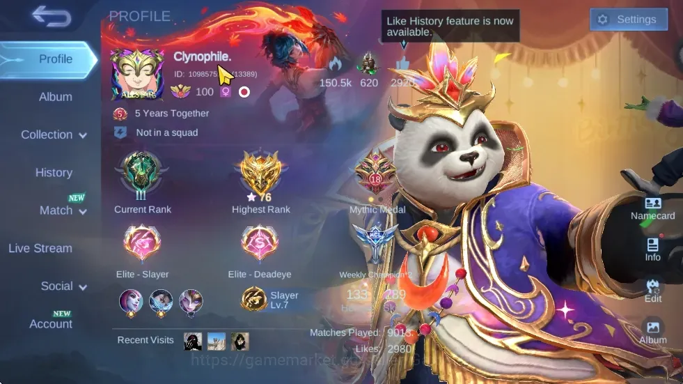 Mobile Legends: Bang Bang Accounts Collector Hero 133|Skin 289|Ex Glory 76|Floryn Sanrio,Kagura Annual,3 MSC 1