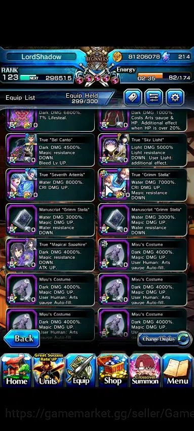 Grand Summoners Accounts Global|Rank 123|49 Ascend 25 TW|(Roy,3x SMiyu,Shin image 17