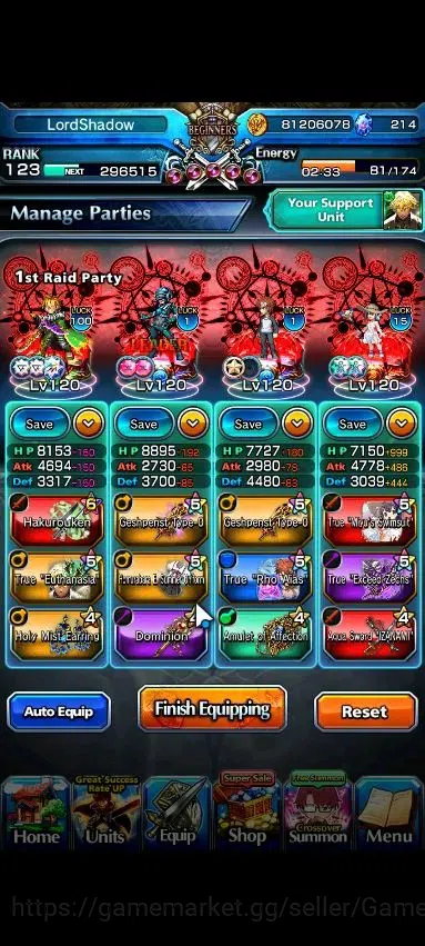 Grand Summoners Accounts Global|Rank 123|49 Ascend 25 TW|(Roy,3x SMiyu,Shin image 3