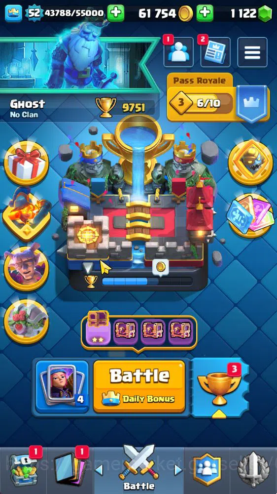 Lvl 52|Trophy 9751|KTL 14|Limited Skin|Card 121|14 EVO,8 Champ,21 Legend,33 Epic,30 Rare,29 Common|1112 Gems|Take Email(CR765) Clash Royale High-End Lvl 52|Trophy 9751|KTL 14|Limited Skin|Card 121|14 image 1