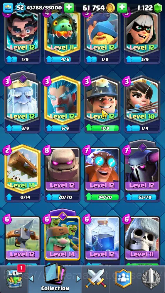 Clash Royale Accounts High-End Lvl 52|Trophy 9751|KTL 14|Limited Skin|Card 121|14 EVO,8 Champ,21 Legend,33 Epic,30 Rare,29 16