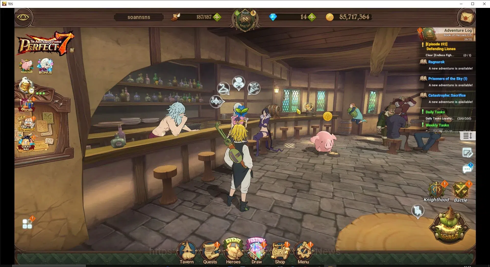 The Seven Deadly Sins: Grand Cross Accounts Global|2,8M CC|60 LS|5 LR+6 UR|NMeli3/6,Piety,Brun image 1