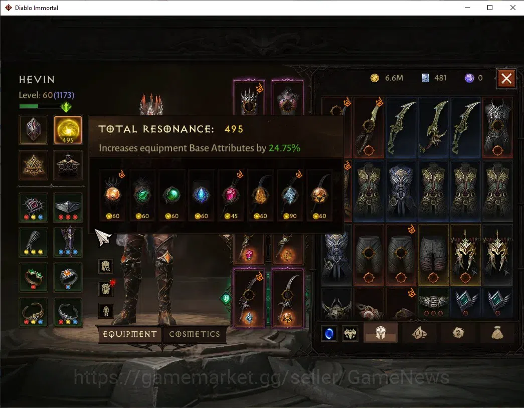 Diablo Immortal Accounts SA - Oza|CS ON|Lv60(1173)|Tempest|CR 48k|Reso 495| image 4