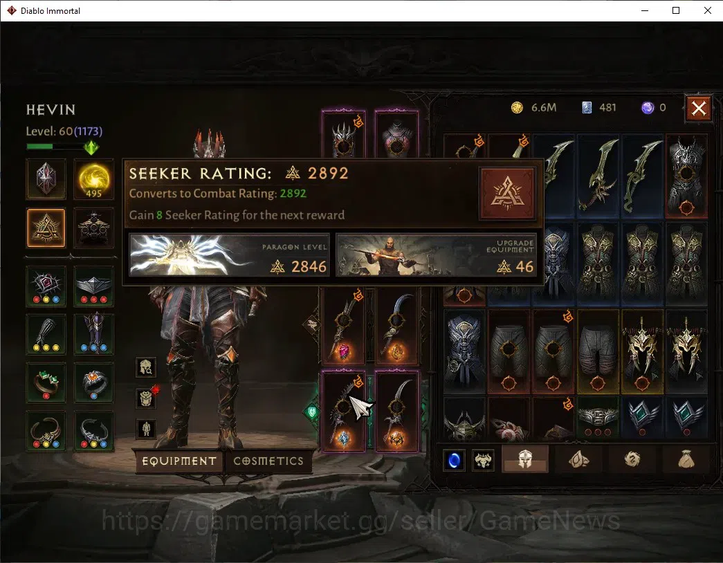 Diablo Immortal Accounts SA - Oza|CS ON|Lv60(1173)|Tempest|CR 48k|Reso 495| image 5