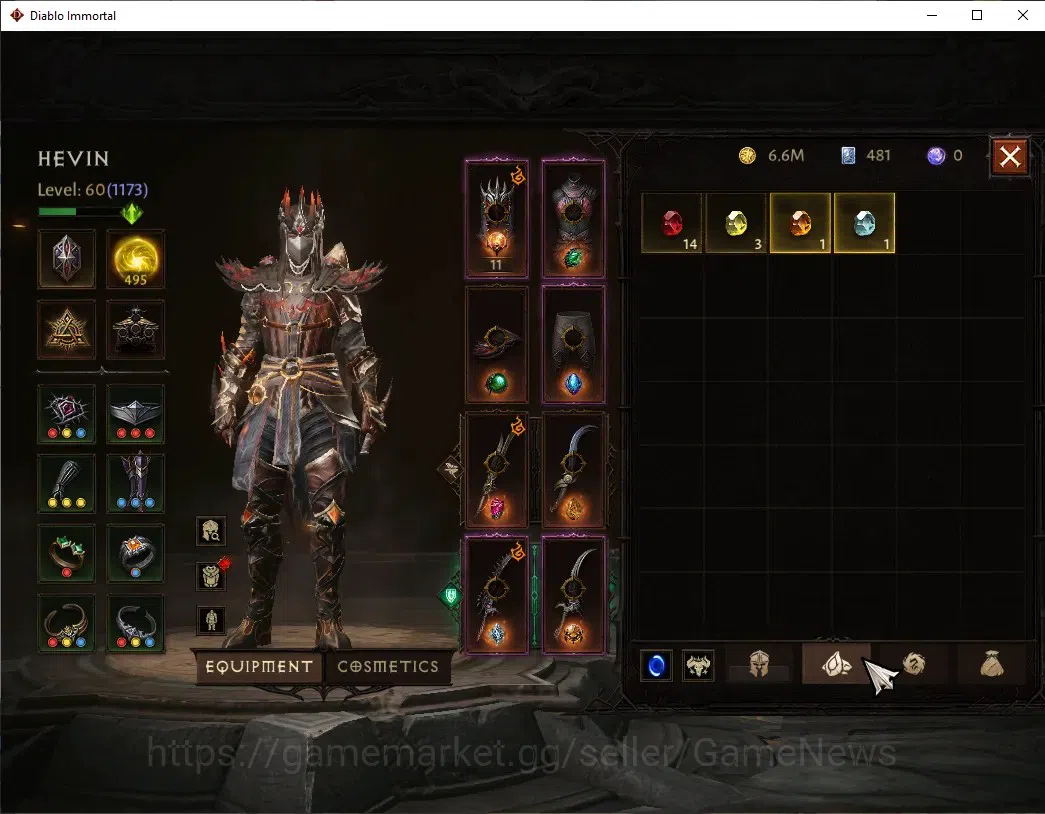 Diablo Immortal Accounts SA - Oza|CS ON|Lv60(1173)|Tempest|CR 48k|Reso 495| image 7