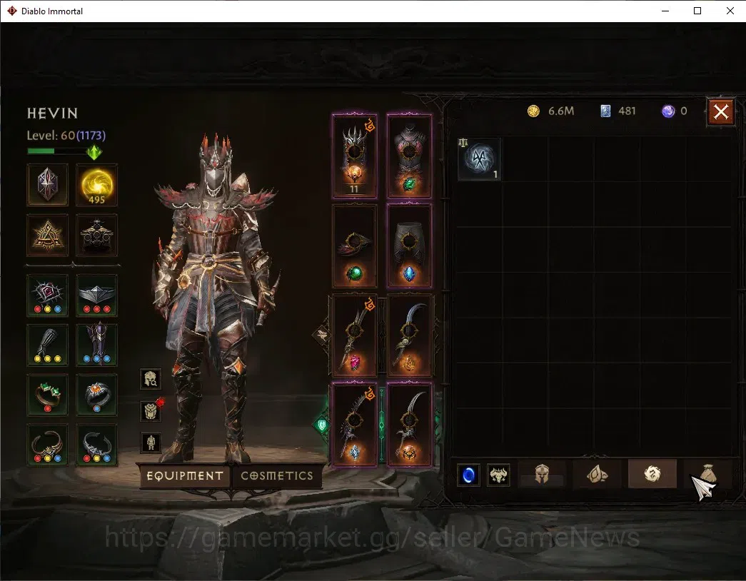 Diablo Immortal Accounts SA - Oza|CS ON|Lv60(1173)|Tempest|CR 48k|Reso 495| image 8