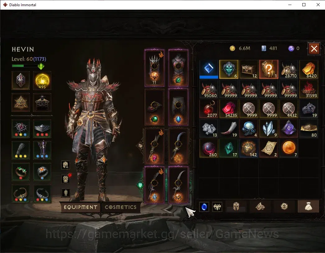 Diablo Immortal Accounts SA - Oza|CS ON|Lv60(1173)|Tempest|CR 48k|Reso 495| image 9