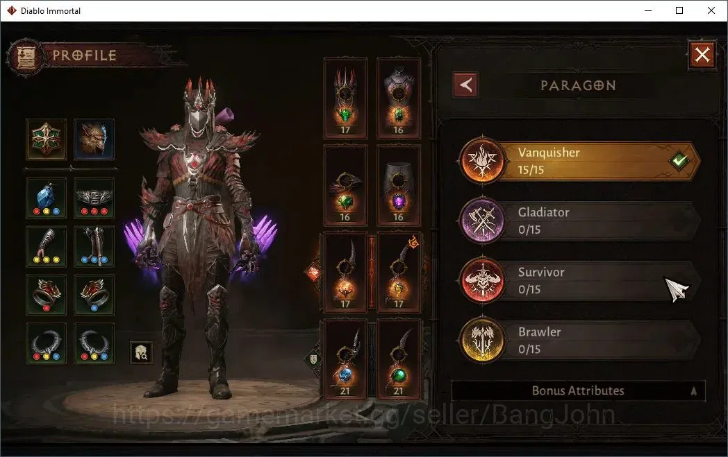 Diablo Immortal Accounts High-End NA-Chains Of Honor |60 (720) Tempest-Vanquisher|CR 42K|Reso 570|Inferno IV|1 2