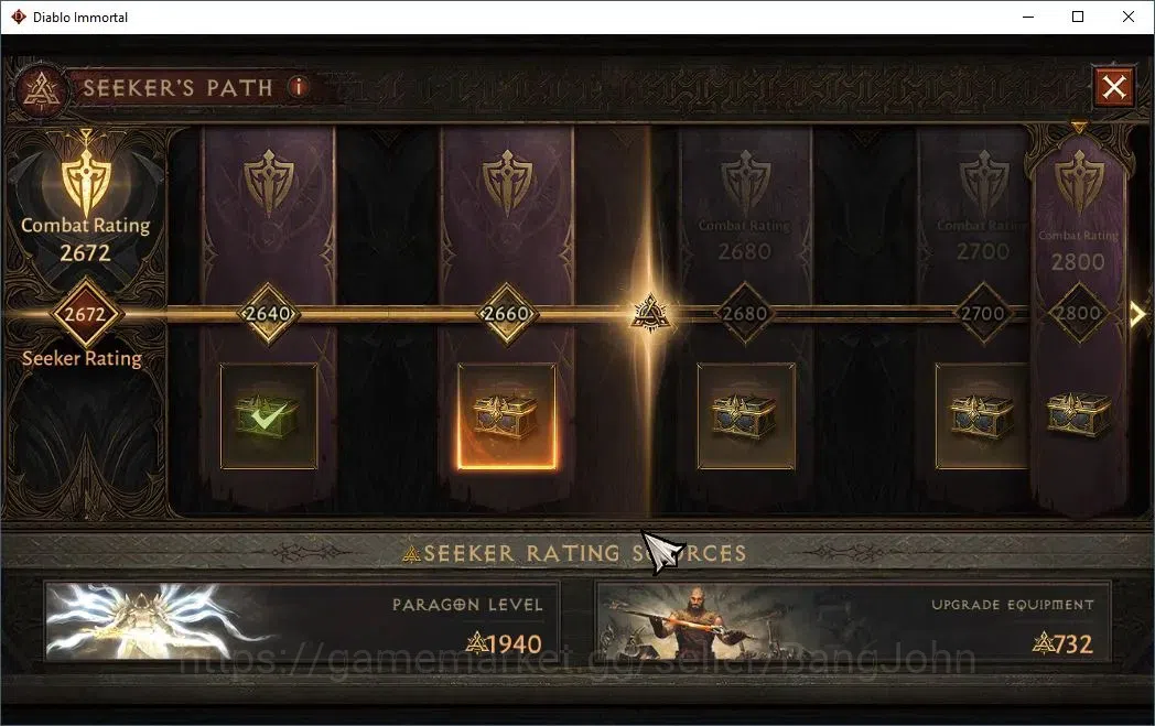 Diablo Immortal Accounts High-End NA-Chains Of Honor |60 (720) Tempest-Vanquisher|CR 42K|Reso 570|Inferno IV|1 7