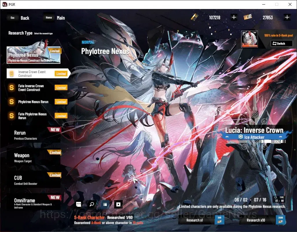 Punishing: Gray Raven Accounts End-Game EU|Lvl.99|107k BC 27,8k EC|[SS Watanabe,S Liv,S Teddy,SS Lilith,S Lucia CW,S 10