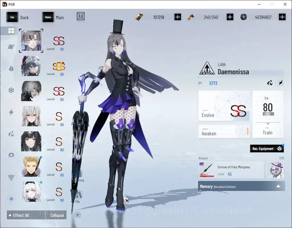 Punishing: Gray Raven Accounts End-Game EU|Lvl.99|107k BC 27,8k EC|[SS Watanabe,S Liv,S Teddy,SS Lilith,S Lucia CW,S 5
