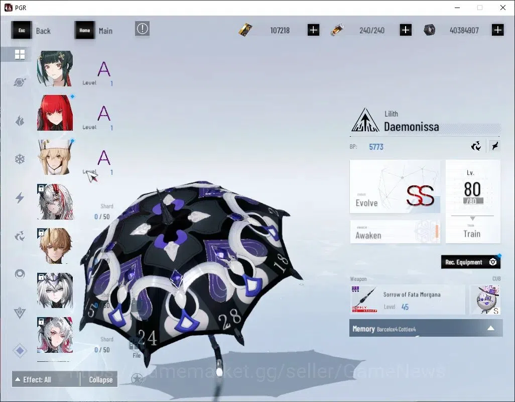 Punishing: Gray Raven Accounts End-Game EU|Lvl.99|107k BC 27,8k EC|[SS Watanabe,S Liv,S Teddy,SS Lilith,S Lucia CW,S 9