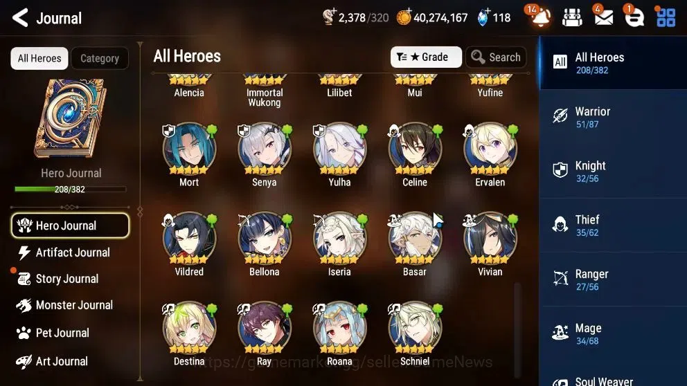 Epic Seven Accounts High-End GLOBAL UnVerif|21 ML(Dark Diene,Rhiana&Luc,HarSeti,etc)+Stark,Setsuka,etc|AUTO WB|Skin Tic+2K 12