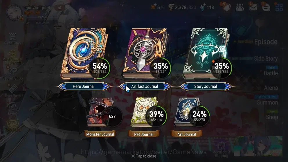 Epic Seven Accounts High-End GLOBAL UnVerif|21 ML(Dark Diene,Rhiana&Luc,HarSeti,etc)+Stark,Setsuka,etc|AUTO WB|Skin Tic+2K 3