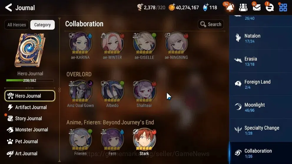 Epic Seven Accounts High-End GLOBAL UnVerif|21 ML(Dark Diene,Rhiana&Luc,HarSeti,etc)+Stark,Setsuka,etc|AUTO WB|Skin Tic+2K 6