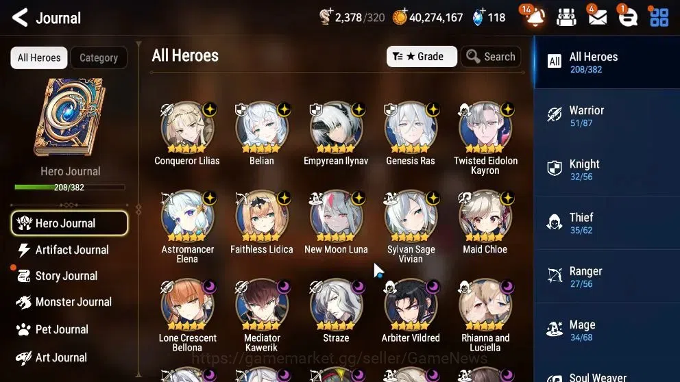 Epic Seven Accounts High-End GLOBAL UnVerif|21 ML(Dark Diene,Rhiana&Luc,HarSeti,etc)+Stark,Setsuka,etc|AUTO WB|Skin Tic+2K 7