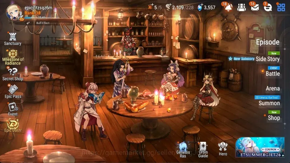 Epic Seven Accounts Starter GlobalUnverif|Starter|5 MLlHarseti,SS Yulha,BArunka,LQ Charlotte|PoH+BlessON|SS 1