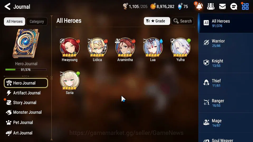 Epic Seven Accounts Mid-Tier GLOBAL UnVerif|4 ML(Architec Leika,DD Ray,US Choux,Med Kawerik)+Yulha,Etc|POH+Bless ON|1K 5