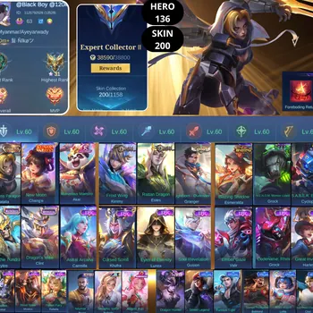 Mobile Legends: Bang Bang Accounts Smurf BEST OFFER | HERO 136 | SKIN 200 | NATALIA COLLECTOR | CHANG'E LUNAR | AKAI ANNIC