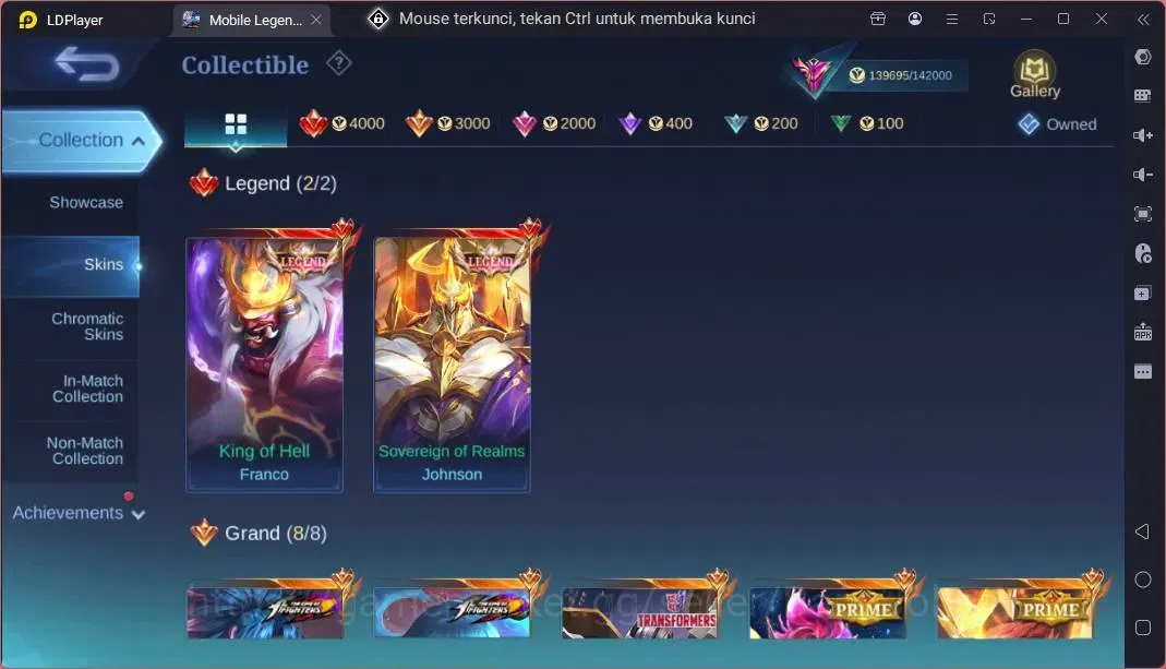 Mobile Legends: Bang Bang Accounts Global |Hero 132|Skin 430|Exalted|Legend Franco,Jo image 7
