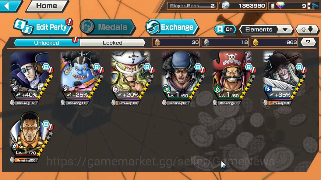 One Piece Bounty Rush Accounts Global|4 EX|BP Kuzan,AMS [Borsalino],GP Edward New image 3