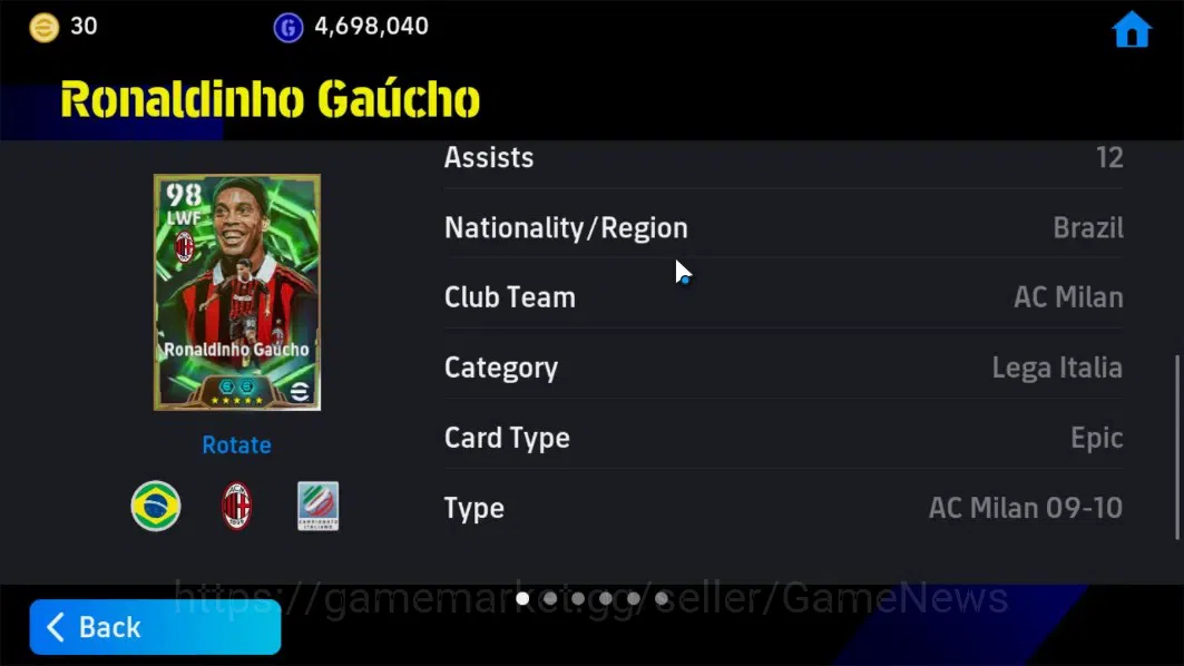 eFootball Accounts Android|Epic Ronaldinho,Dragan Stojkovic,Gareth Ba image 11