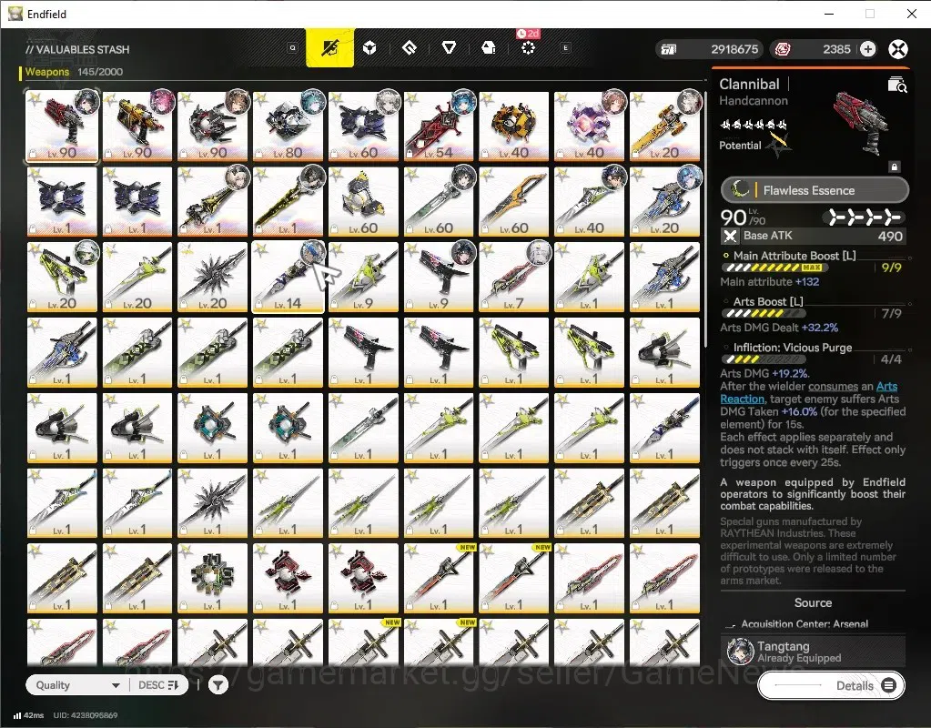 Arknights: Endfield Accounts ASIA|Lv58|7SSR(3Limited)+13*6WEP|[(Gilberta+Sign),TangtangP1,YvoneP2],ArdeliaP2+Sign,Last 8