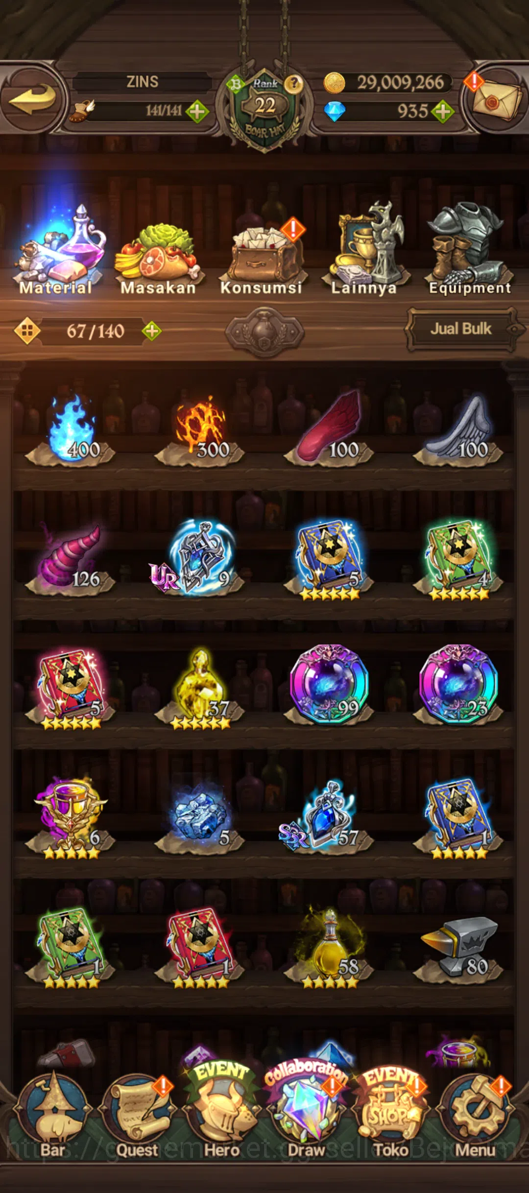 The Seven Deadly Sins: Grand Cross Accounts Starter Starter Global 22 CP 545K Diamon 935 : UR Escanor Indo, UR Sabunak and 1