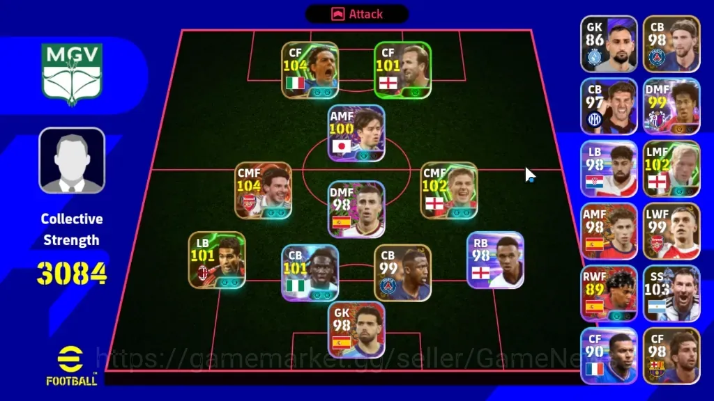 eFootball Accounts Legends & Iconic Players Android|Power 3084|Big Time Declan Rice|Epic Filippo Inzaghi,Gerrard,Paul 1
