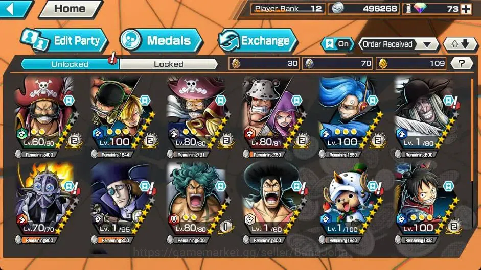 One Piece Bounty Rush Accounts Global | EX 3 | PR 12 | Zoro & Sanji Max,Gold D. R image 4
