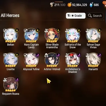 Epic Seven Accounts High-End GLOBAL UnVerif|NewEra|11 ML(Harseti,Lisete,Belian,AB Vildred,etc)+Tori, A Ludwig,Estele,AW