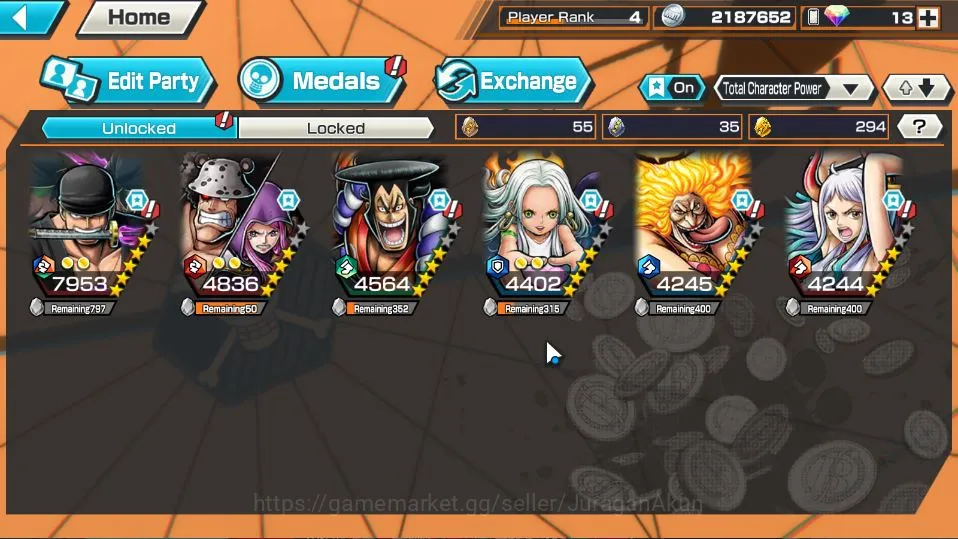 One Piece Bounty Rush Accounts Starter Global |Starter| 5 META EX | Charlotte Linlin,Roronoa Zoro,Yamato,Kozuki Oden,S-Snake 2