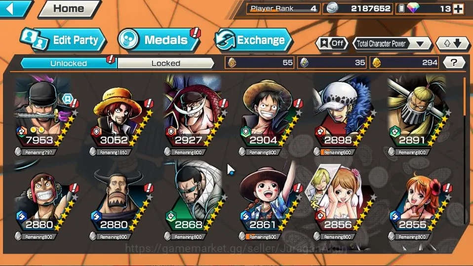 One Piece Bounty Rush Accounts Starter Global |Starter| 5 META EX | Charlotte Linlin,Roronoa Zoro,Yamato,Kozuki Oden,S-Snake 3