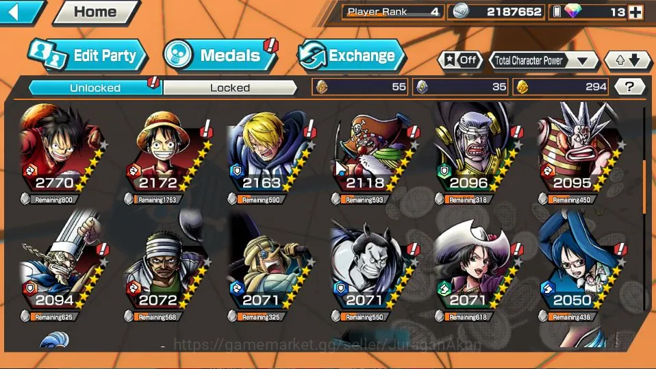 One Piece Bounty Rush Accounts Starter Global |Starter| 5 META EX | Charlotte Linlin,Roronoa Zoro,Yamato,Kozuki Oden,S-Snake 4