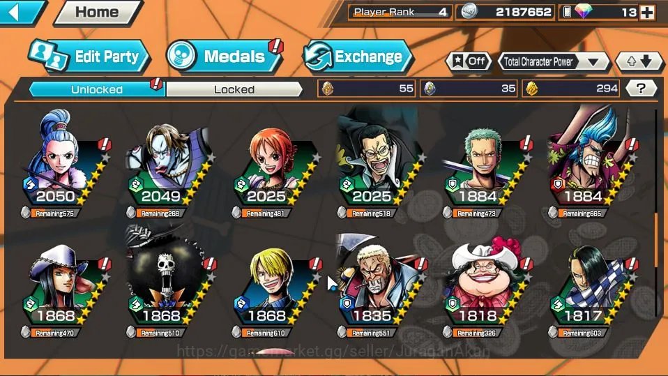 One Piece Bounty Rush Accounts Starter Global |Starter| 5 META EX | Charlotte Linlin,Roronoa Zoro,Yamato,Kozuki Oden,S-Snake 5