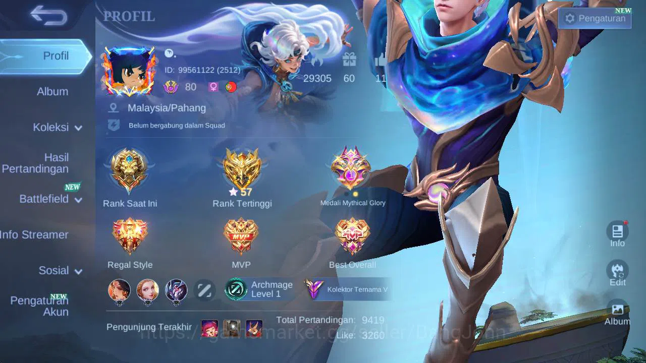 hero 132, skin 223 kof karina, cc nata, saber Layla, cyclop, freya, create granger, emblem all max detail check ss ML1196B Mobile Legends: Bang Bang Others hero 132, skin 223 kof karina, cc nata, saber Layl image 1