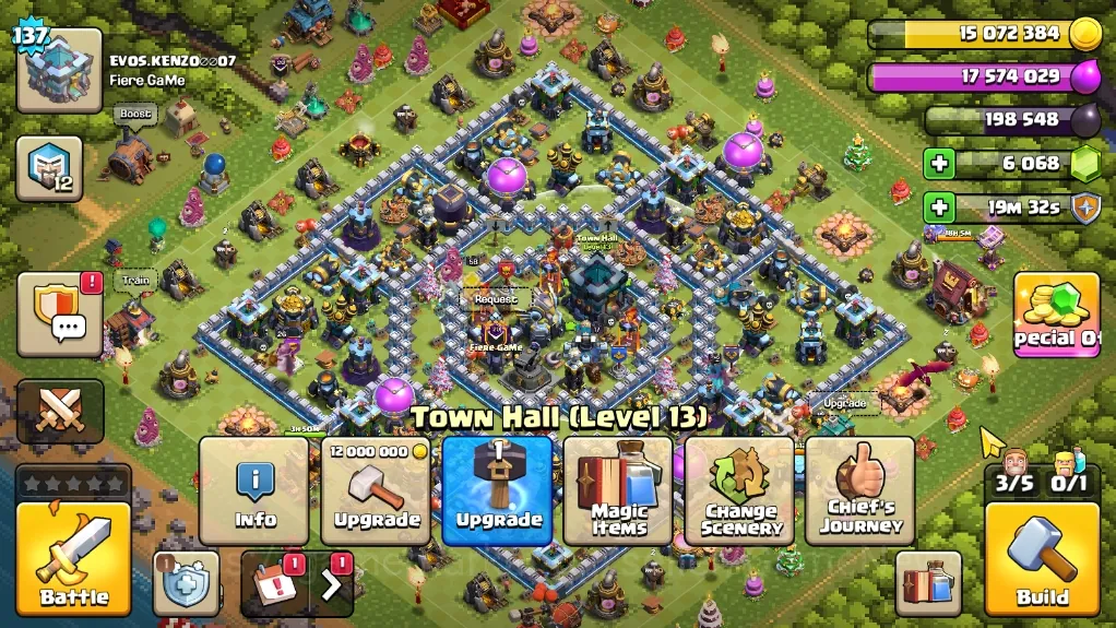 Clash of Clans Accounts Mid-Tier LV 137|TH 13-BH 7|HH 7|Limited Skin|BK 58,AQ 62,GW 26,MP 32,RC 17|BM 11|356 League 1