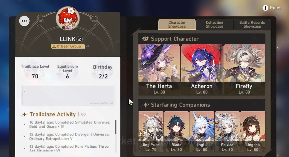 Honkai Star Rail Mid Game ASIA|TL70|14 Limits [(E1 Firefly,The Herta,Acheron image 1