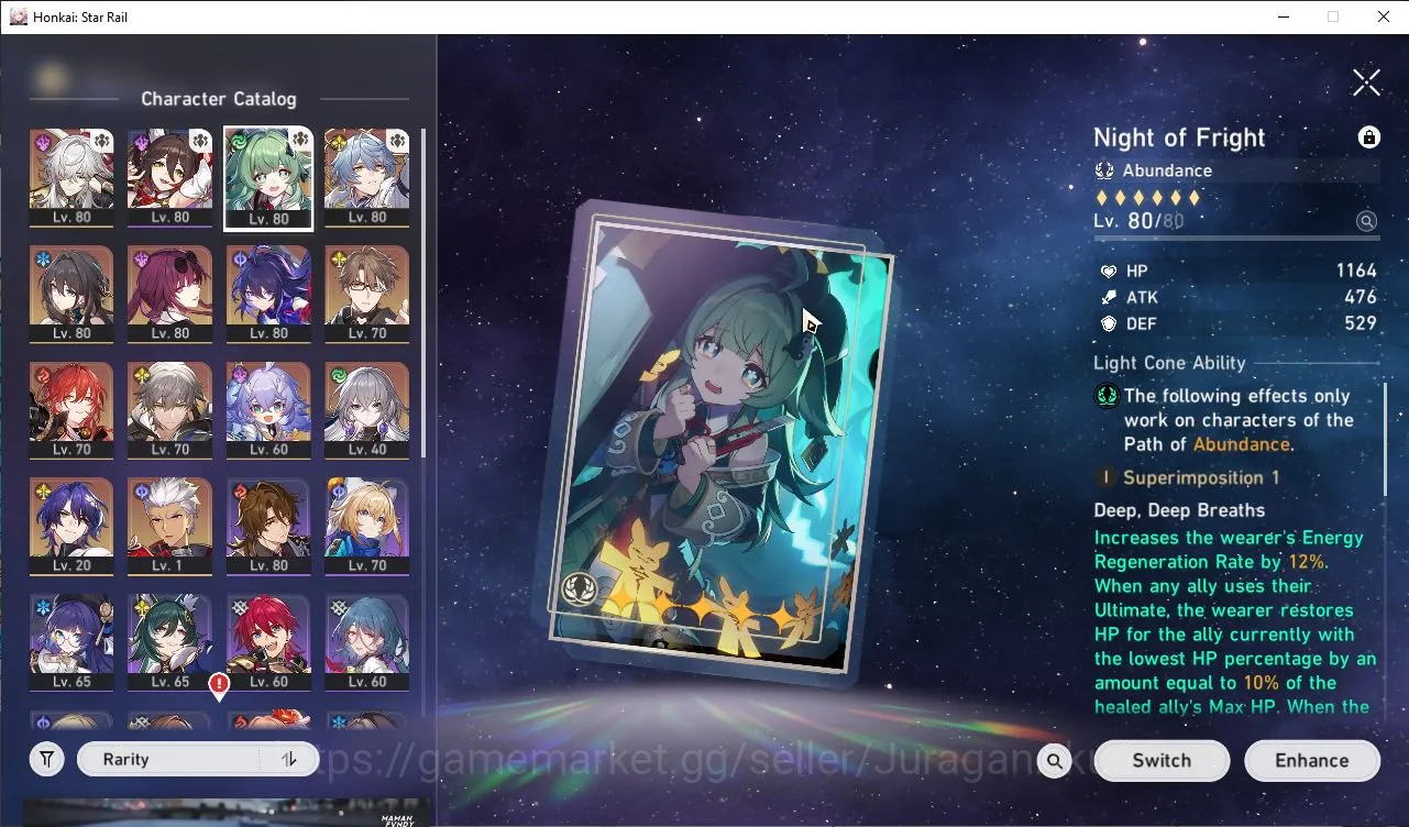 Honkai Star Rail Accounts Mid Game ASIA|TL67|6 Limits [(Jing Yuan,Huohuo)+Sign,Sunday,Ruan Mei,Kafka,Dr 2