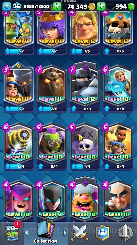 Clash Royale Accounts Midgame Lvl 36|Trophy 7234|KTL 12|Limited Skin|Card 118|1 Hero 6 EVO 5 Champ 21 Legendary 33 Epic, 30 4