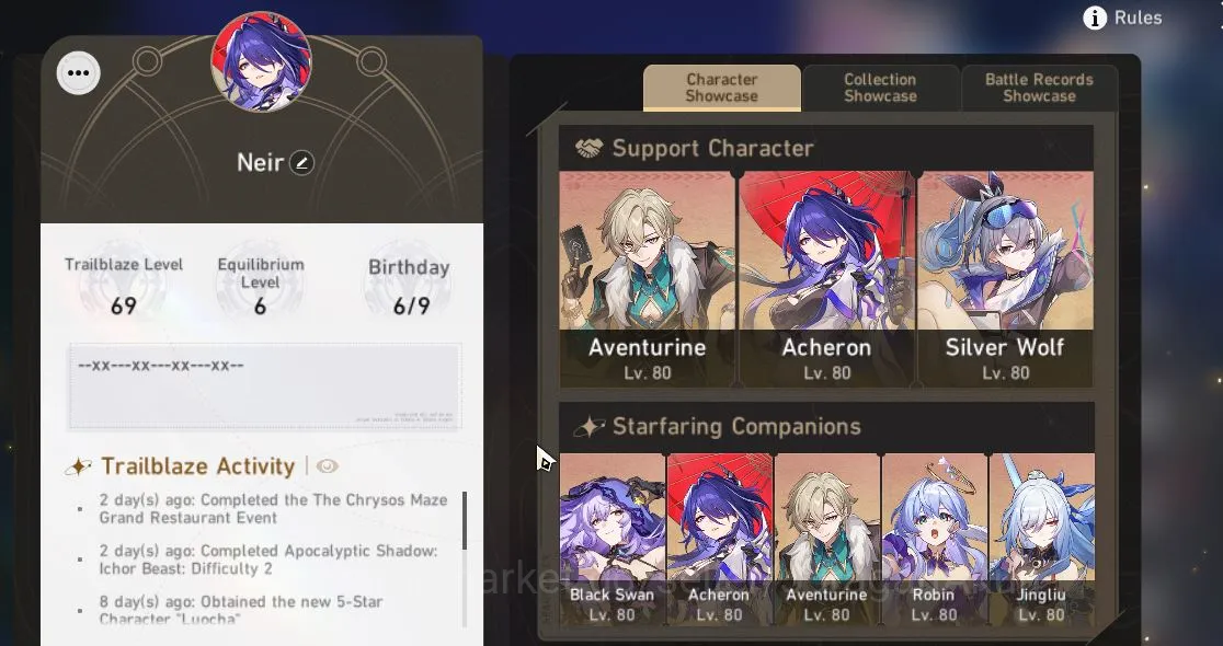 Honkai Star Rail Accounts ASIA|TL69|11 Limits[Acheron+Sign,SW,Black Swan,Ave image 1