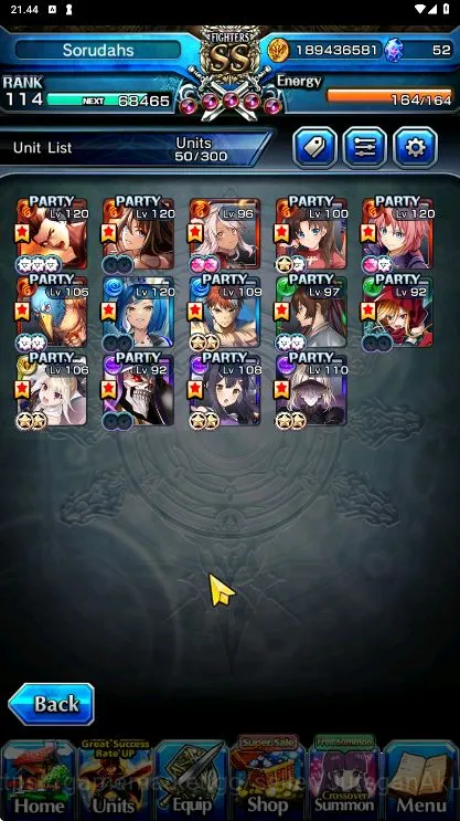 Grand Summoners Accounts End-Game [GLOBAL] Rank 114 | BEST 14 Ascend + 3 Sp art + Many Ascended True Weapons + 3 Max Luck 3