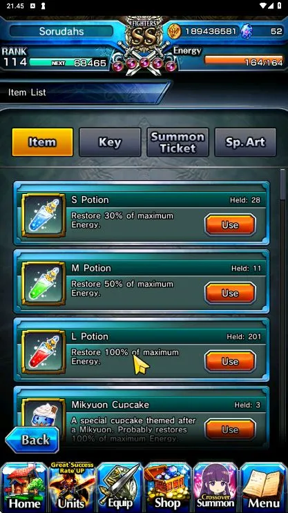 Grand Summoners Accounts End-Game [GLOBAL] Rank 114 | BEST 14 Ascend + 3 Sp art + Many Ascended True Weapons + 3 Max Luck 7