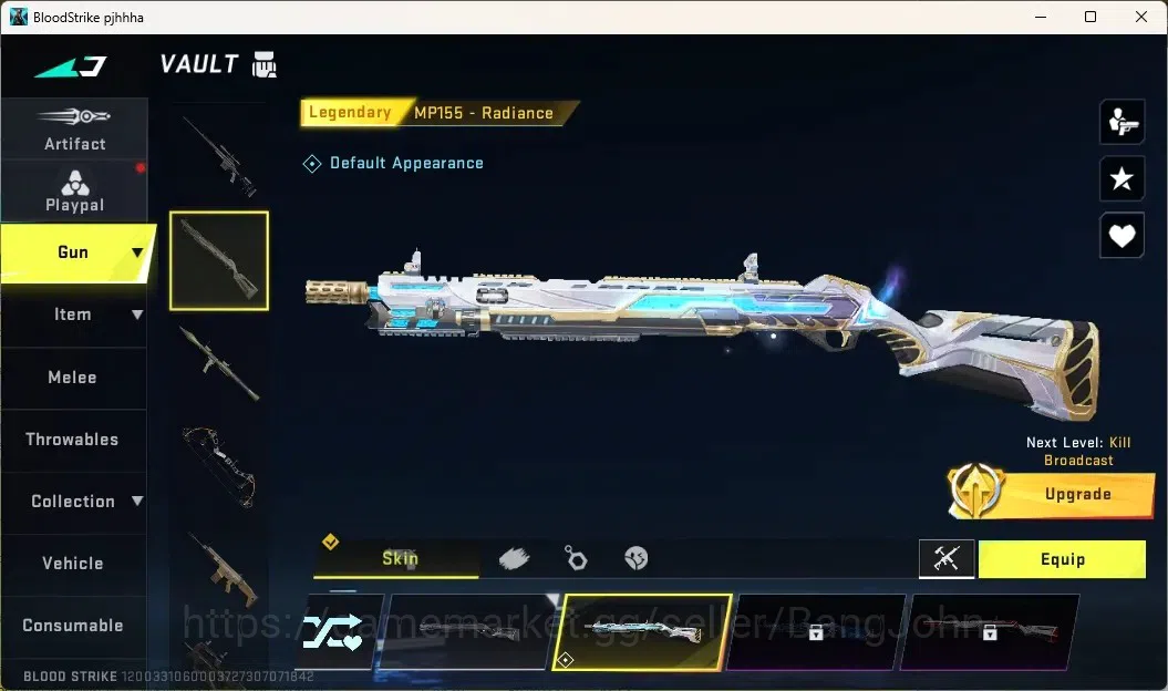 Blood Strike Accounts Others ASIA | 1 ULTRA STRIKER: ZERO-Nullifier|1 LEGENDARY GUN: MP155-Radiance|1 Epic Name Card|1 2