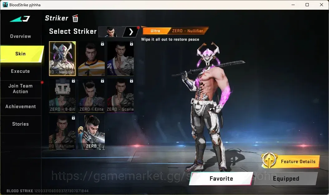 Blood Strike Accounts Others ASIA | 1 ULTRA STRIKER: ZERO-Nullifier|1 LEGENDARY GUN: MP155-Radiance|1 Epic Name Card|1 6