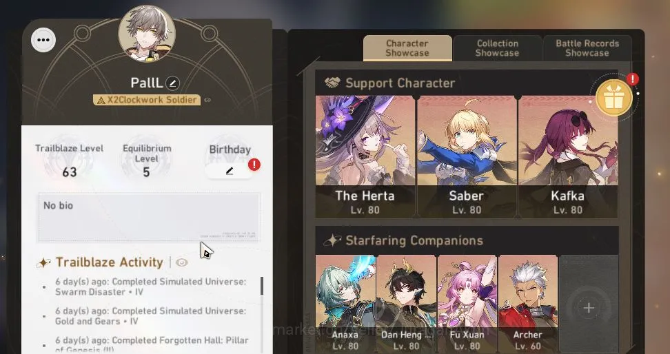 Honkai Star Rail Accounts ASIA|TL63|6 Limited |[The Herta+Sign,Anaxa,Saber,D image 3